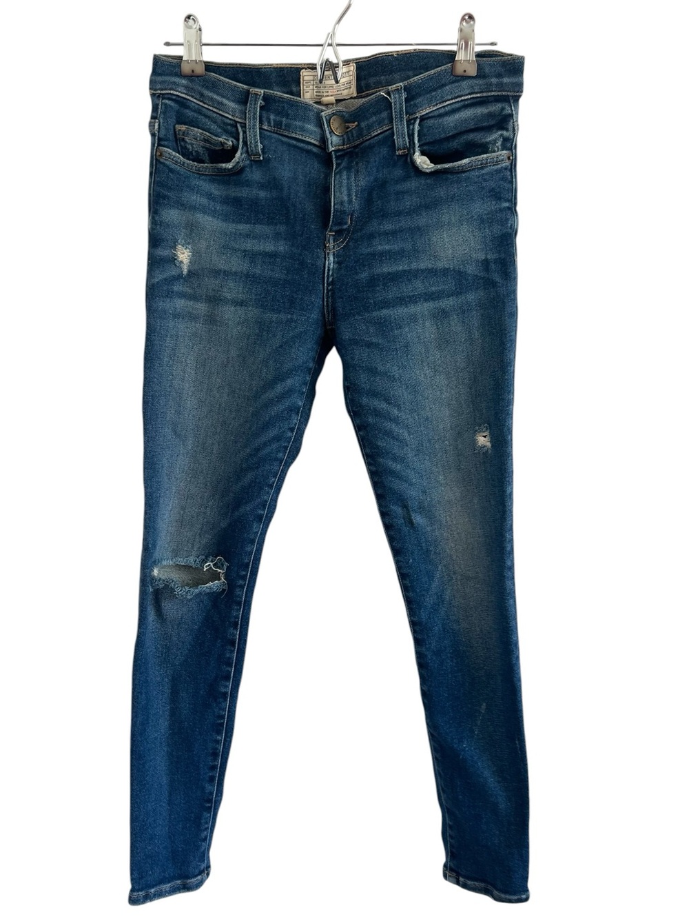 Current/Elliott Dark Blue Distressed Skinny Jeans